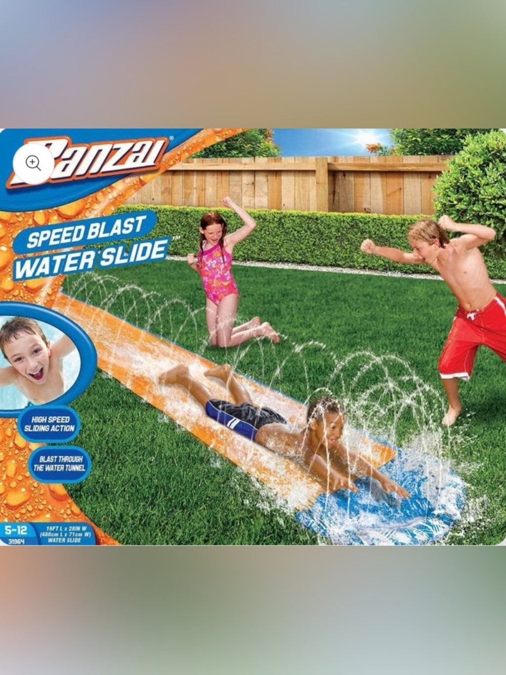 NWT Banzai Speed Blast Water Slide with Inflatable Body Board Outdoor Slide 16ft